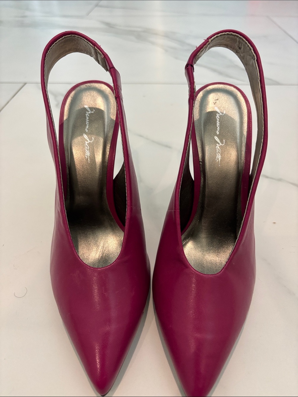Saks Fifth Avenue Pointed Slingback Pumps in Magenta - Picture 5 of 5